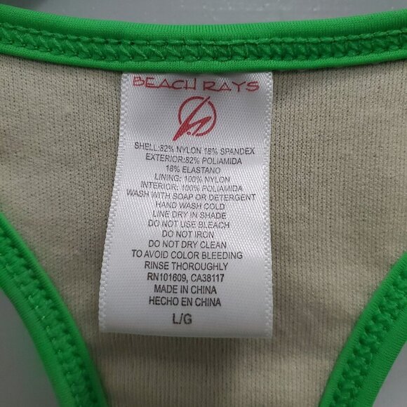 Beach Rays Women's Aqua Lime Trim Swim Tank + Bottoms Matching Bikini Set Size L - Picture 4 of 8